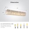 Siljoy Modern Crystal Chandelier 10-Lights Rectangular Flush Mount Pendant Ceiling Light Fixture Rectangle K9 Crystal Raindrop Chandelier for Dining Living Room Kitchen Island L47'' x W10'' x H10' view 2