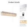 Siljoy Modern Crystal Chandelier 10-Lights Rectangular Flush Mount Pendant Ceiling Light Fixture Rectangle K9 Crystal Raindrop Chandelier for Dining Living Room Kitchen Island L47'' x W10'' x H10' view 3