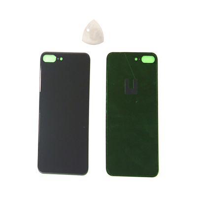 (md0410) Compatible iPhone 8 Plus 5.5" Black Space Gray Back Glass Door Cover Phone Replacement with Adhesive and Opening Tool