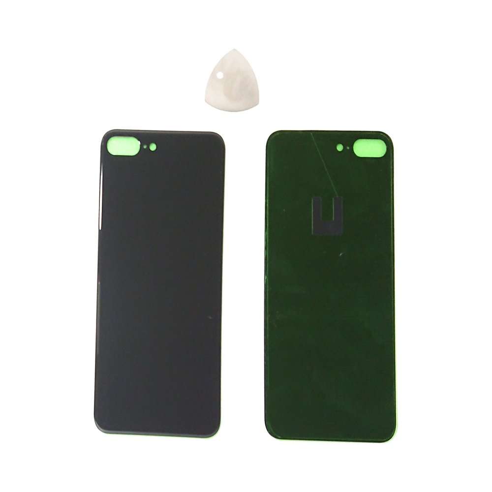(md0410) Compatible iPhone 8 Plus 5.5" Black Space Gray Back Glass Door Cover Phone Replacement with Adhesive and Opening Tool