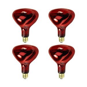 (4 Pack) 250 WATT BR40 RED Heat LAMP SHATTERPROOF Light Bulb RED Glass 5,000 Hours Supra Life Heat LAMP Shatter Resistant