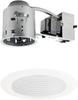 Juno Lighting TC44R & 444W-WH Combo 4-Inch Low-Voltage TC rated Remodel Recessed Housing with Adjustable/Downlight Baffle Trim, White view 1