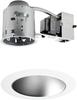Juno Lighting TC44R & 447HZ-WH Combo 4-Inch Low-Voltage TC rated Remodel Recessed Housing with Adjustable/Downlight Haze Finish Cone Reflector, White Trim Ring view 1