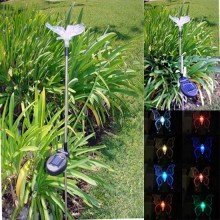 2 Pack Stainless Steel Butterfly Color Changing Solar Light