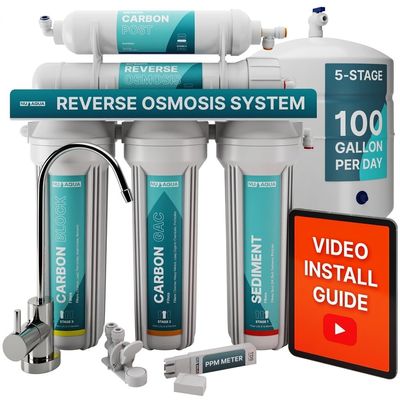 NU Aqua 5-Stage Under Sink Reverse Osmosis Water Filter System - 100 GPD RO