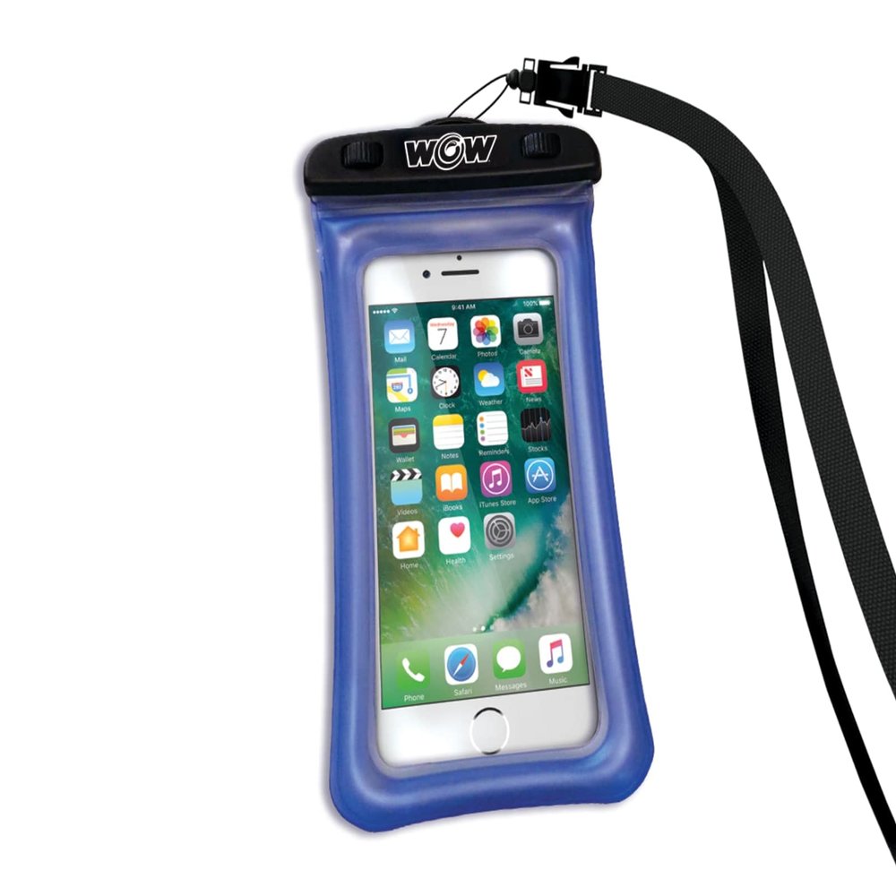 WOW Sports Waterproof Phone Pouch - Blue - 4 x 8 in - Floats