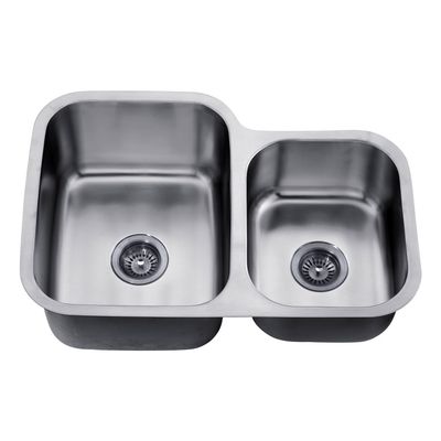 Dawn ASU110R Undermount Double Bowl Sink, Polished Satin