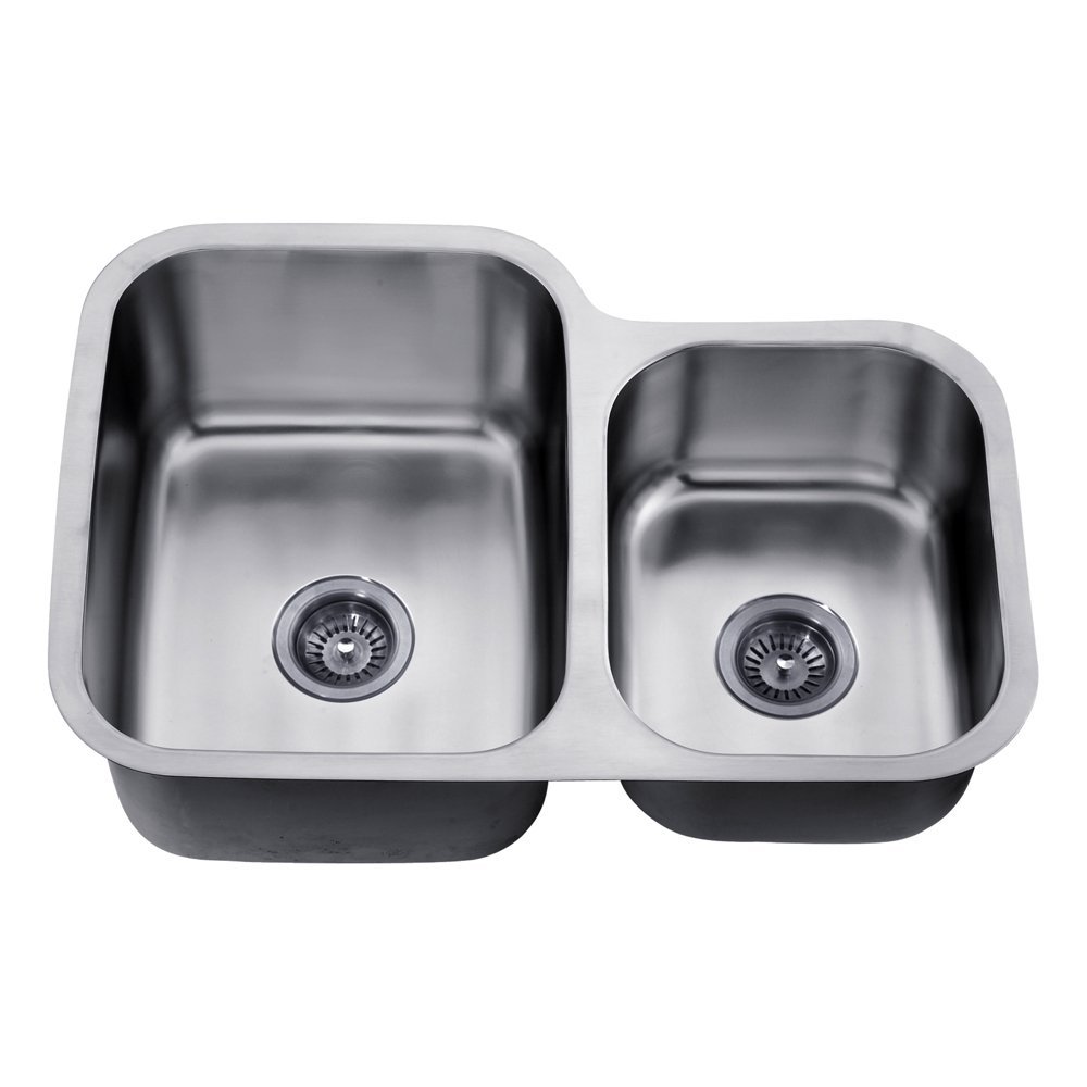 Dawn ASU110R Undermount Double Bowl Sink, Polished Satin