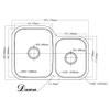 Dawn ASU110R Undermount Double Bowl Sink, Polished Satin view 2