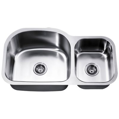 Dawn ASU107R Undermount Double Bowl Sink, Polished Satin