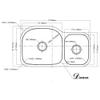 Dawn ASU107R Undermount Double Bowl Sink, Polished Satin view 2