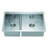 Dawn DSQ301515 Undermount Double Bowl Square Sink, Polished Satin view 1