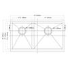 Dawn DSQ301515 Undermount Double Bowl Square Sink, Polished Satin view 3