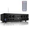 Pyle Wireless Bluetooth Karaoke Amplifier - 6 Channel 750W Power, Stereo Receiver Home Audio Amplifier w/USB,AUX, Subwoofer Out, Headphone, 2 Mic Input w/Echo, Talk-Over For PA view 1