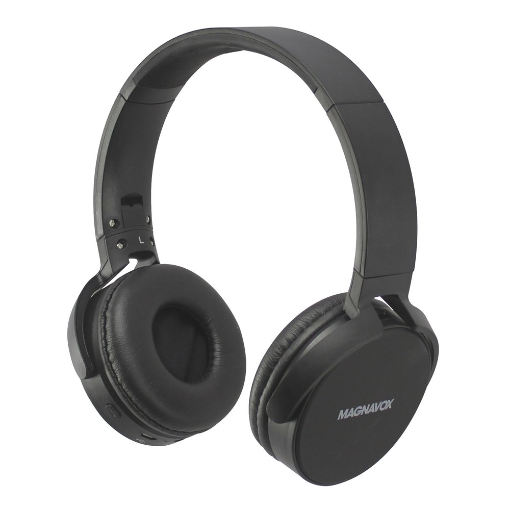 Magnavox MBH542-BK Wireless Stereo Headphones with Microphone and Bluetooth Wireless Technology in Black | Available in Black, Blue, Red, Grey and White | Bluetooth Headphones | On-Ear Headphones |