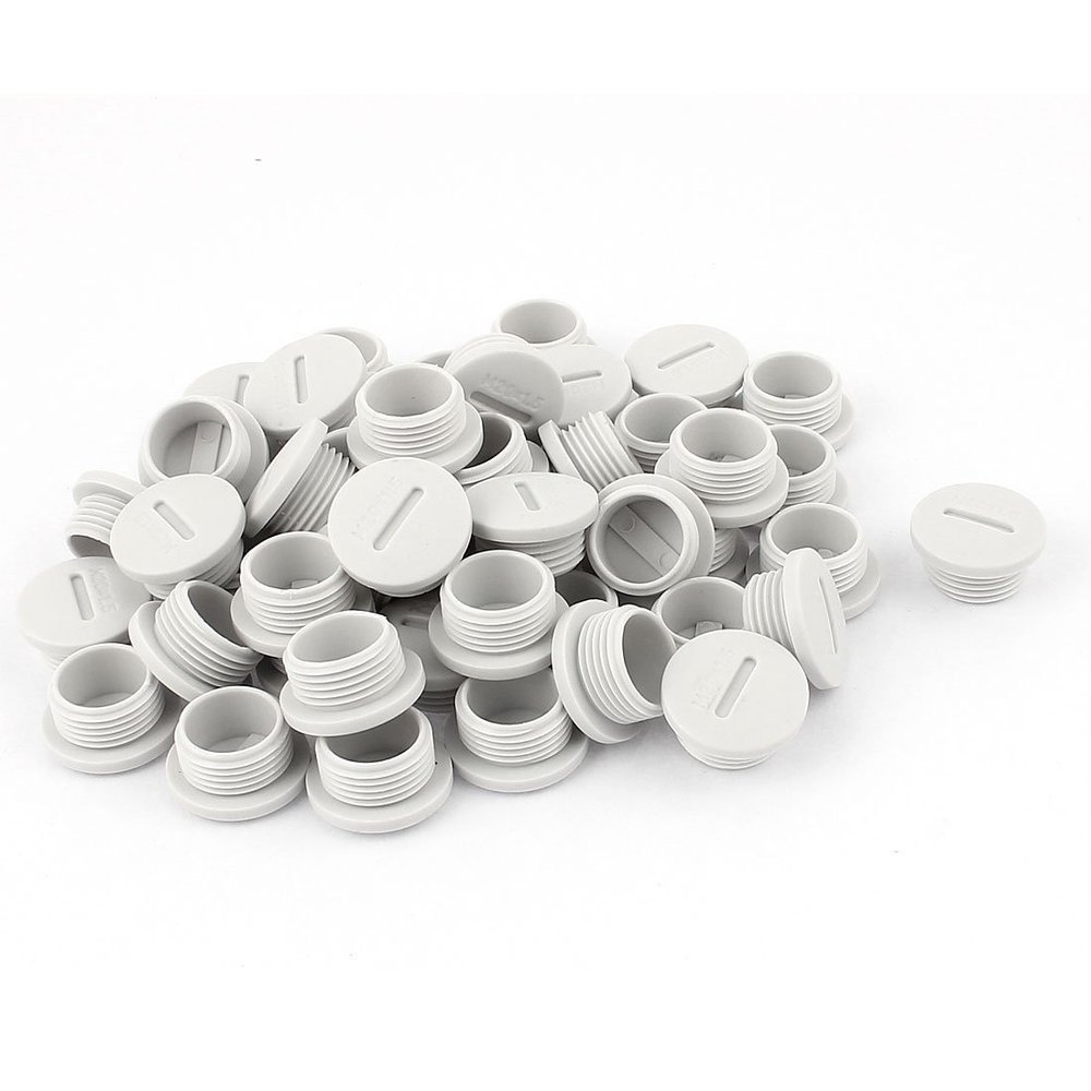 uxcell 50pcs Grey Nylon Round Head Blanking Cap End Threaded M20x8mm