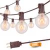 SUNSGNE 25Ft Globe String Lights with 27 Clear G40 Bulbs, Natural Warm Bulb Hanging Umbrella Lights for Backyard Patio Garden Party Cafe Indoor Outdoor Decor-Brown view 1