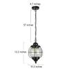 LALUZ Outdoor Pendant Lights, Farmhouse Ceiling Hanging Porch Fixture in Black Metal with Clear Bubbled Glass Globe in Iron Cage Frame, Exterior Lantern for Gazebo, Entryway, Patio view 3