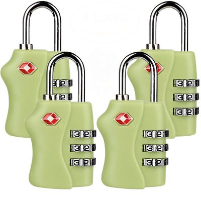 TSA Security Combination Lock Suitcase Luggage Bag Code Lock Padlock (4 Pack Green)