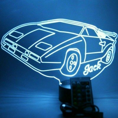Car Lamp Light Up Lamp Light Lamp LED Personalized Name Free Engraved Race Car Table Lamp - It's Wow, Comes with Remote, 16 Color Options, Dimmer, Great Gift