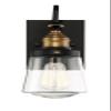 Savoy House 5-2067-51 Macauley Industrial Vintage Clear Glass Outdoor Wall Lantern, 1-Light 60 Watt, 21" H x 8" W, Vintage Black with Warm Brass view 2