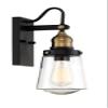Savoy House 5-2067-51 Macauley Industrial Vintage Clear Glass Outdoor Wall Lantern, 1-Light 60 Watt, 21" H x 8" W, Vintage Black with Warm Brass view 3
