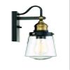 Savoy House 5-2067-51 Macauley Industrial Vintage Clear Glass Outdoor Wall Lantern, 1-Light 60 Watt, 21" H x 8" W, Vintage Black with Warm Brass view 4