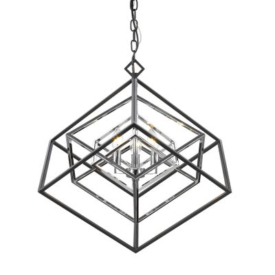 Z-Lite 457-3CH-MB Euclid Chandelier, 3-Light 180 Total Watts, Chrome & Matte Black