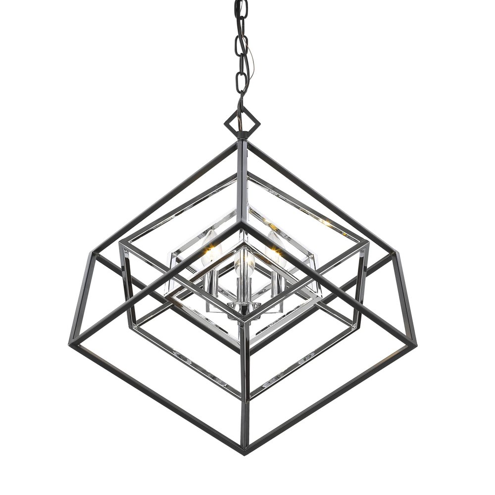 Z-Lite 457-3CH-MB Euclid Chandelier, 3-Light 180 Total Watts, Chrome & Matte Black