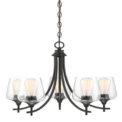 Savoy Essentials 1-4032-5-13 Octave Bohemian Clear Glass Chandelier, 5-Light 300 Total Watts, 19" H x 23" W, English Bronze