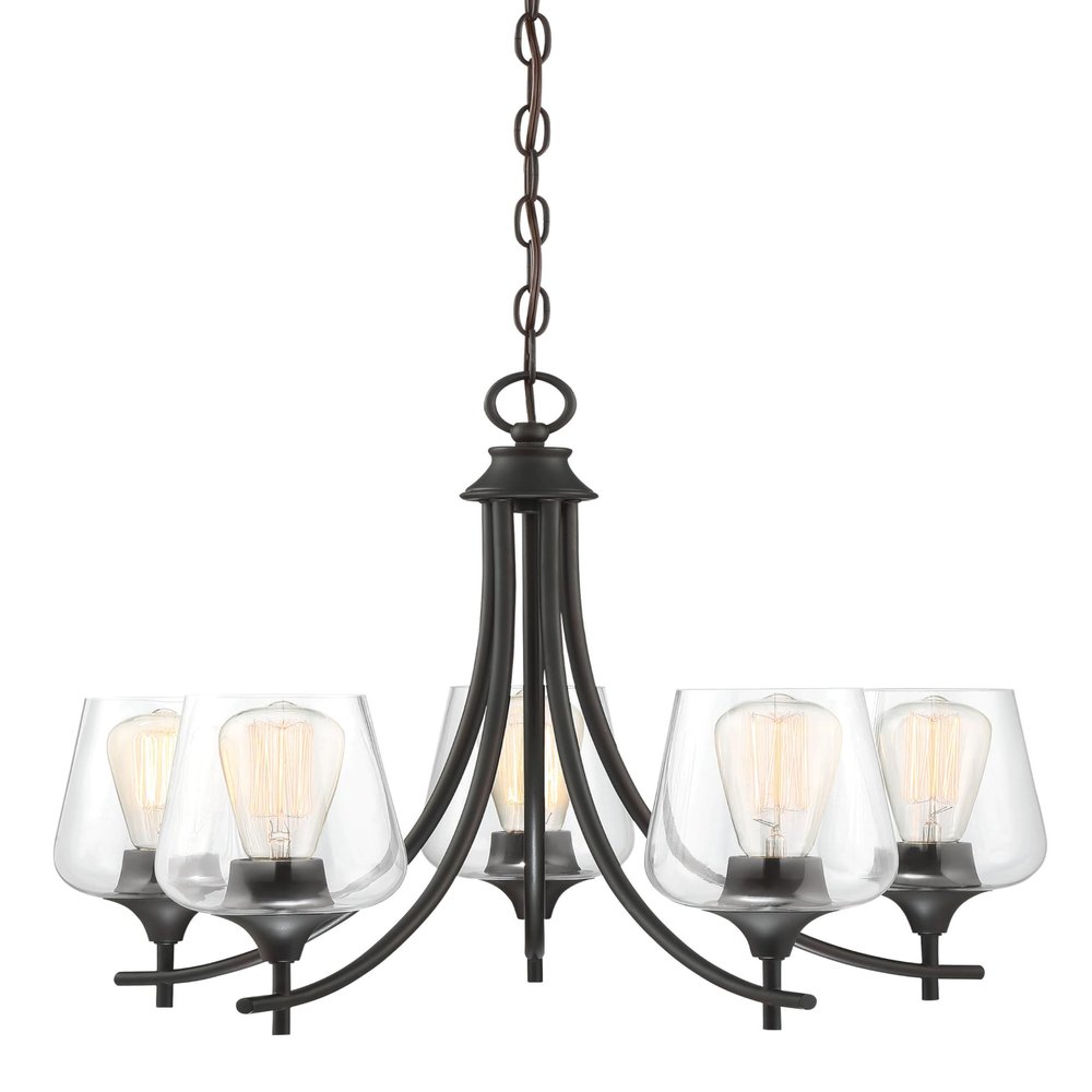 Savoy Essentials 1-4032-5-13 Octave Bohemian Clear Glass Chandelier, 5-Light 300 Total Watts, 19" H x 23" W, English Bronze