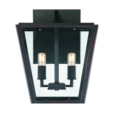 Savoy House 5-548-13 Milton Modern Clear Glass Outdoor Wall Lantern, 2-Light 80 Total Watts, 20" H x 10" W, English Bronze