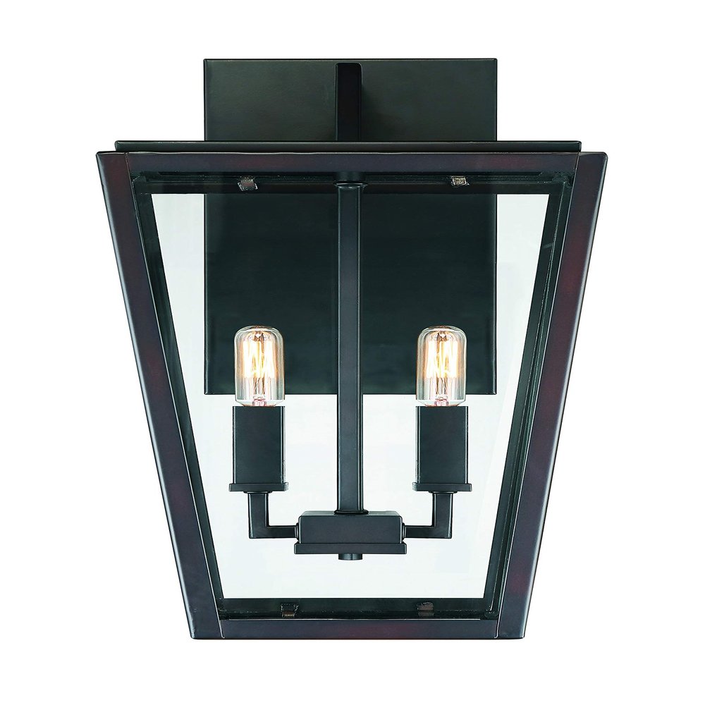 Savoy House 5-548-13 Milton Modern Clear Glass Outdoor Wall Lantern, 2-Light 80 Total Watts, 20" H x 10" W, English Bronze