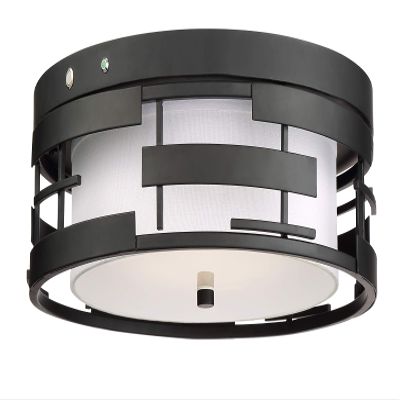 NUVO 60/6434 Lansing-3 Light Flush with White Shade & Opal, Fabric Shade and Opal Glass Diffuser