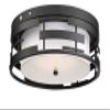 NUVO 60/6434 Lansing-3 Light Flush with White Shade & Opal, Fabric Shade and Opal Glass Diffuser view 2