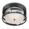 NUVO 60/6434 Lansing-3 Light Flush with White Shade & Opal, Fabric Shade and Opal Glass Diffuser view 3