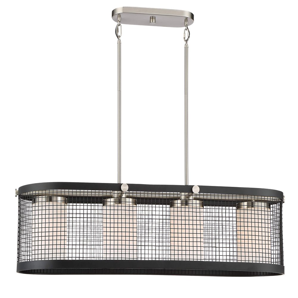 Nuvo Lighting 60/6455 Restoration Four Light Island Pendant from Pratt Collection in Two-Tone Finish, 38.75 inches