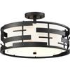 NUVO 60/6436 Lansing-3 Light Semi-Flush with White Shade & Opal, Fabric Shade and Opal Glass Diffuser view 3