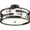 NUVO 60/6436 Lansing-3 Light Semi-Flush with White Shade & Opal, Fabric Shade and Opal Glass Diffuser view 4