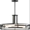 NUVO 60/6435 Lansing-3 Light Pendant with White Shade & Opal, Fabric Shade and Opal Glass Diffuser view 2