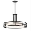 NUVO 60/6435 Lansing-3 Light Pendant with White Shade & Opal, Fabric Shade and Opal Glass Diffuser view 3