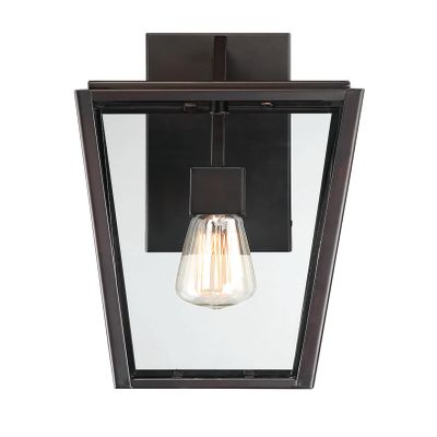 Savoy House 5-547-13 Milton Modern Clear Glass Outdoor Wall Lantern, 1-Light 60 Watt, 17" H x 8" W, English Bronze