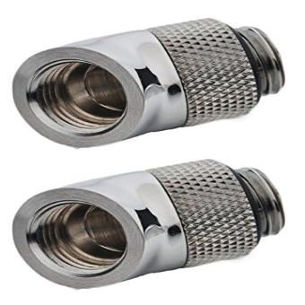 Bitspower G 1/4" Silver Shiny Rotary 45 Degree IG 1/4" Adapter 2Pack