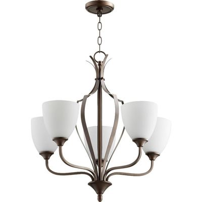 Quorum 6127-5-86 Transitional Five Light Chandelier from Jardin Collection in Bronze/Dark Finish,