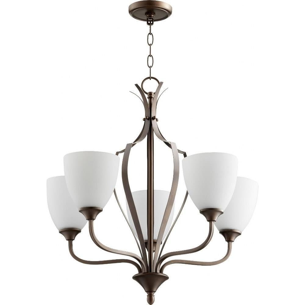 Quorum 6127-5-86 Transitional Five Light Chandelier from Jardin Collection in Bronze/Dark Finish,