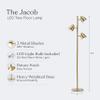 Brightech Jacob LED Standing Lamp, Modern Bright Floor Lamps for Living Rooms & Bedrooms, Tall LED Lighting Lamp with Adjustable 3 Light Tree Antique Brass/Gold view 3