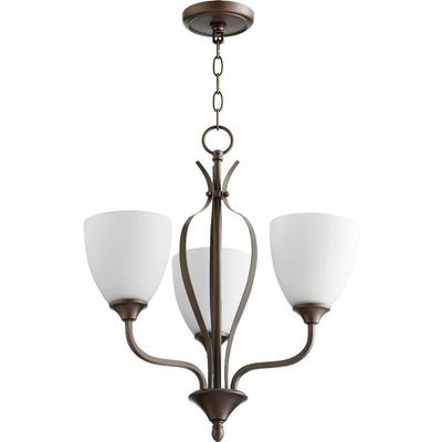 Quorum 6127-3-86 Transitional Three Light Chandelier from Jardin Collection in Bronze/Dark Finish,