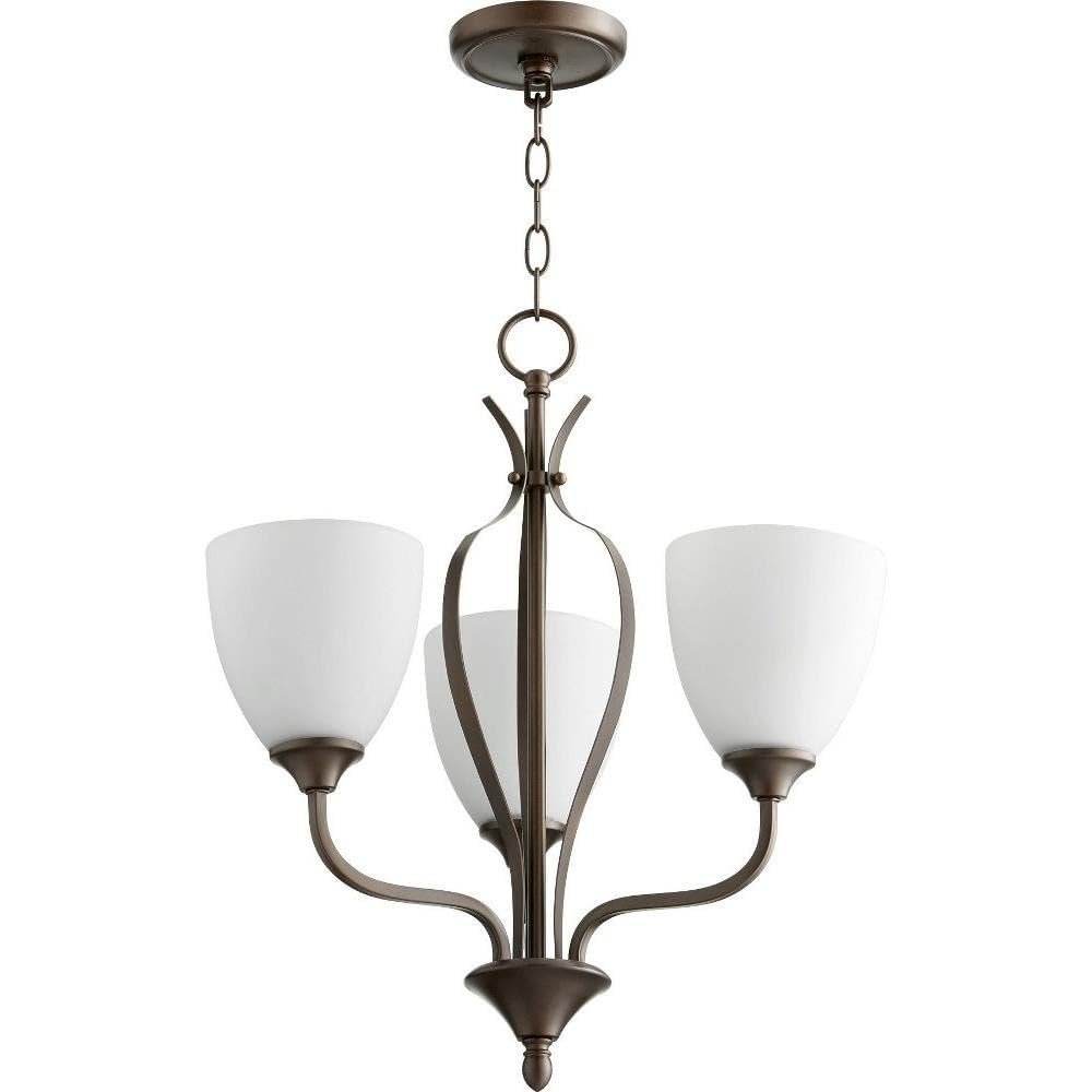 Quorum 6127-3-86 Transitional Three Light Chandelier from Jardin Collection in Bronze/Dark Finish,