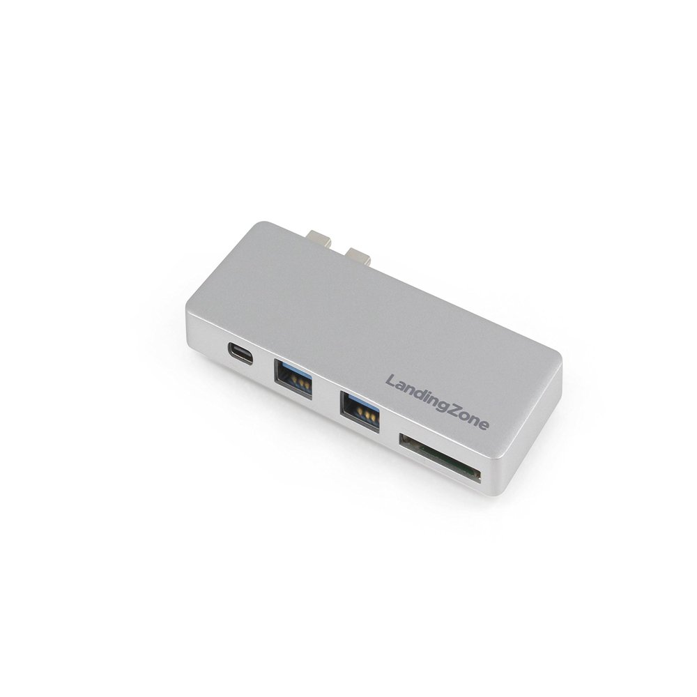LandingZone USB Type-C Hub for MacBook Pro and MacBook Air Models A1706/A1707/A1708/A1989/A1990/A1932/A2141/A2159/A2251/A2289 Released 2016 to 2020 (Silver)