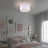 LaLuLa White Chandelier Mini Flush Mount Chandeliers Small Drum Lighting Crystal 3 Light Flush Mount Light Fixtures for Bedroom Chandelier view 3